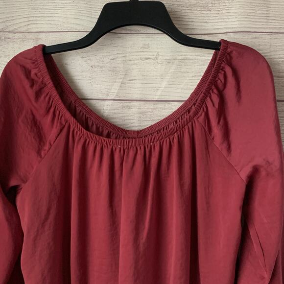 Pink Rose Blouse Dusty Rose Color Button Tie String Detail Long Sleeve Size M - Picture 6 of 14